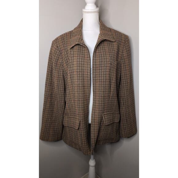 Lauren Ralph Lauren wool houndstooth equestrian oversized grunge jacket - Picture 1 of 13